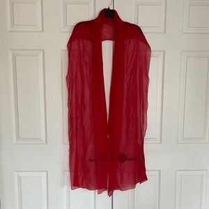 Vintage Elegant Red Lightweight Long Sheer Chiffon Chic Scarf 20"x98"